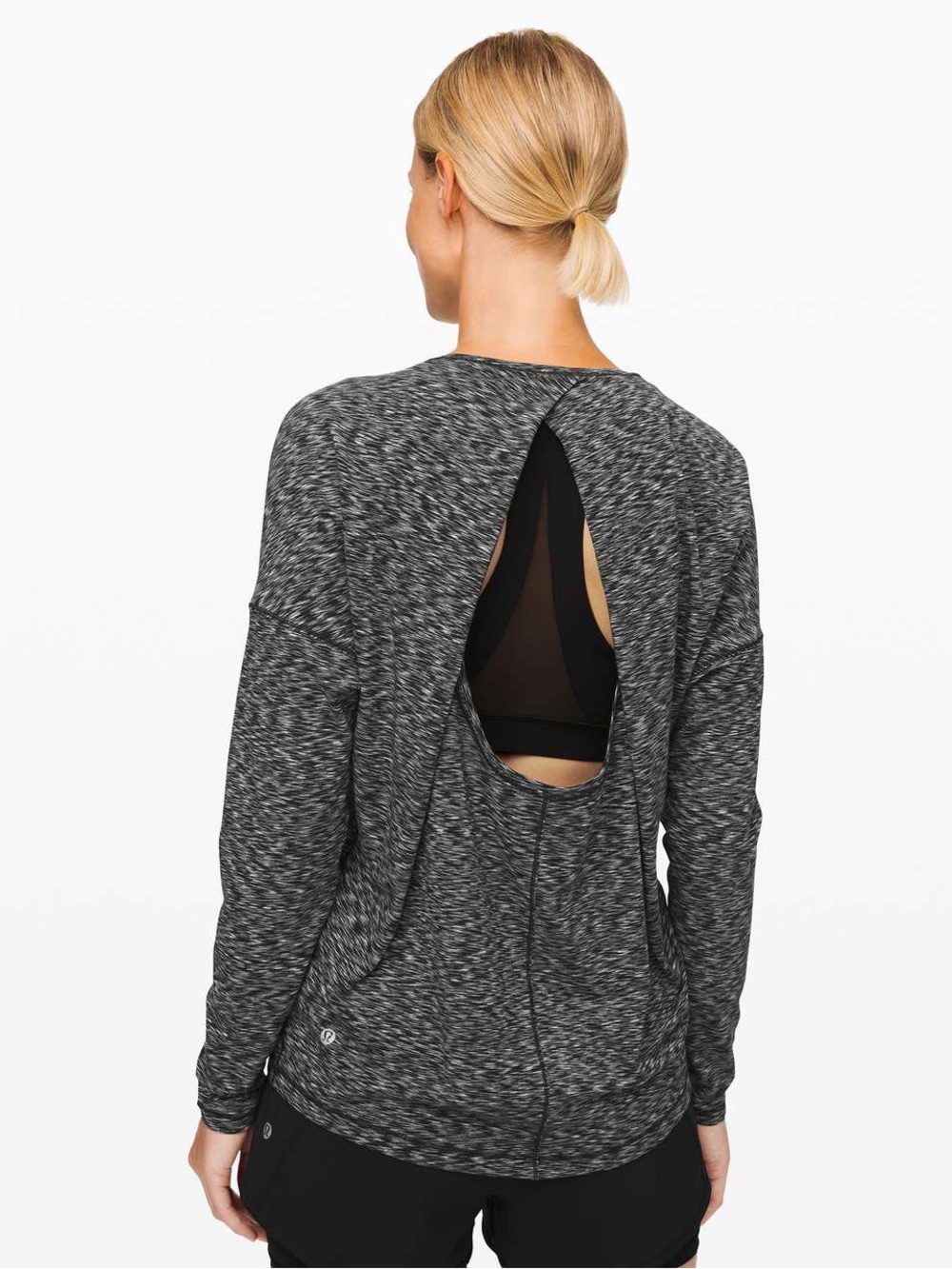 Lululemon Get Set Long Sleeve Open Back Top Space Dye Workout Yoga Athleisure 10